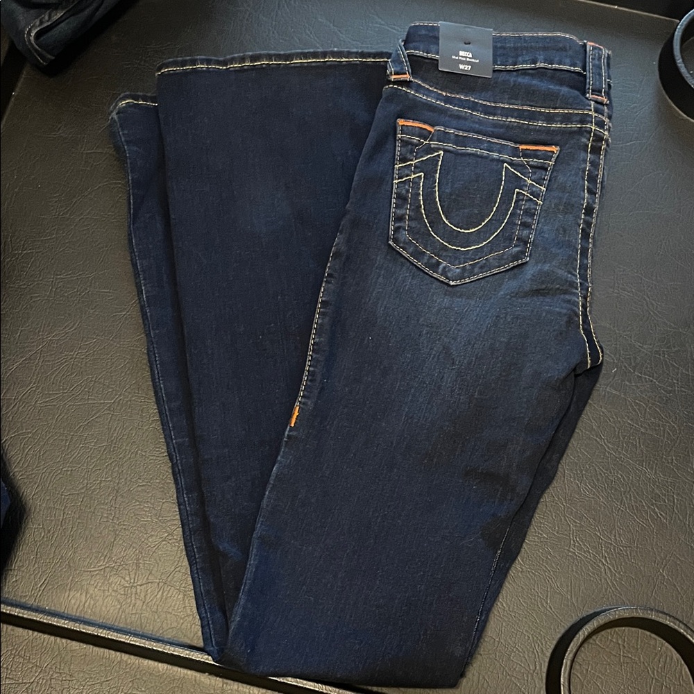 Sz 27 True Religion Women's Indigo Straight Leg Jeans